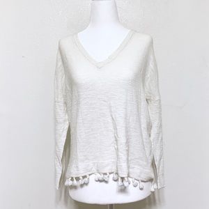 Madewell Globe fringe crop sweater ivory size S